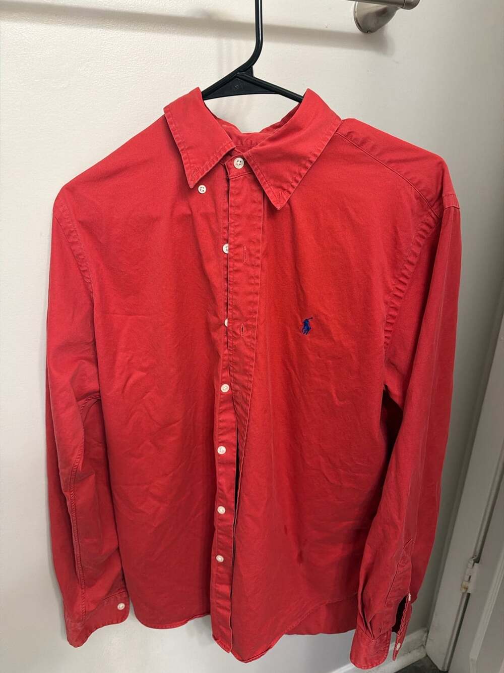 Polo Ralph Lauren Men’s Medium Red Classic Fit Button Down Shirt Blue Pony